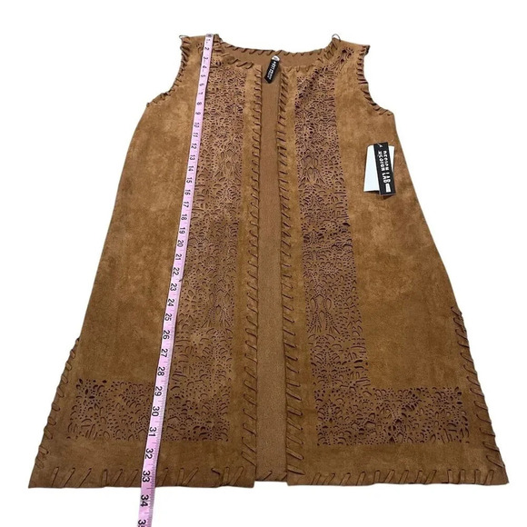 Lord & Taylor Design Lab Women's Brown Sleeveless Boho Crochet-Knit Vest Size M - Picture 5 of 13